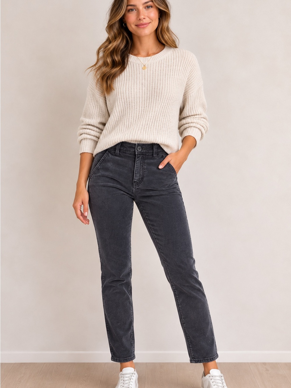 NWT Free People We The Free Fine Line Straight Leg Crop Corduroy Pants, Size 6